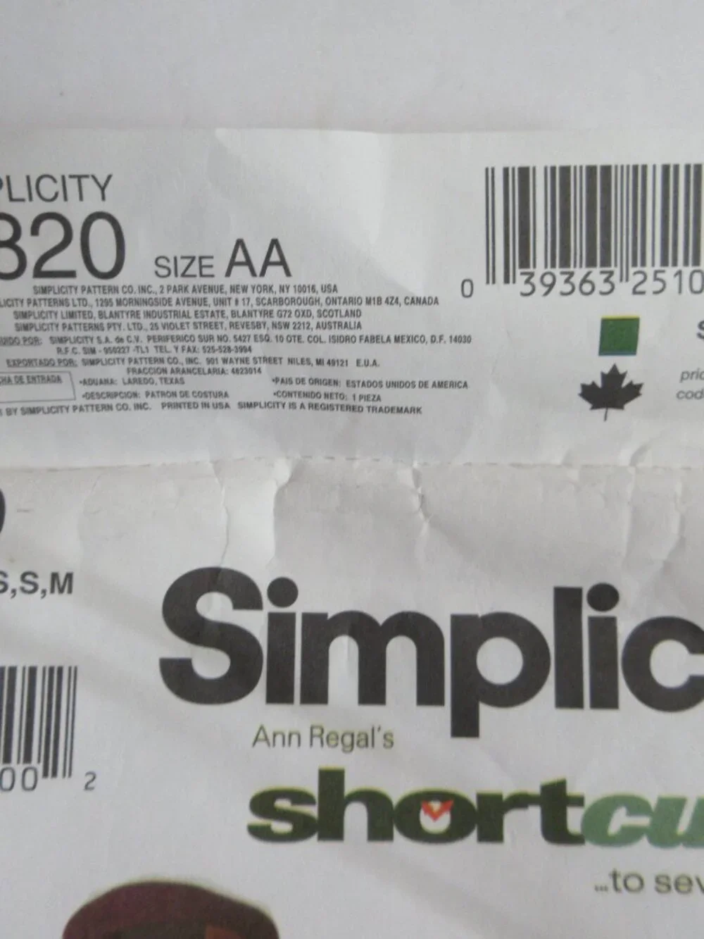 Simplicity Pattern 9820 Misses Jacket, Vest, Scarf, Hat, Headband UNCUT XS S M
